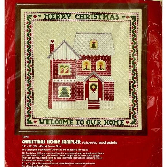 Dimensions Christmas Home Sampler Needlepoint Kit Vintage 1982 #9020 - Picture 1 of 5
